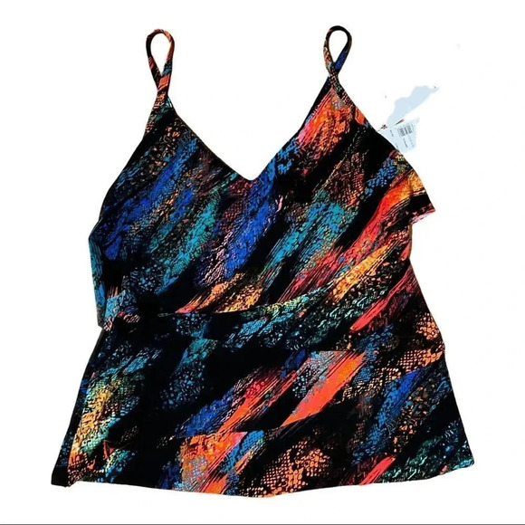 Magicsuit Viper Printed Chloe Tiered Tankini Top Sz 10 New - Picture 2 of 4